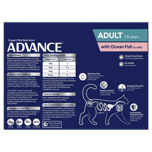 Advance Adult Wet Cat Food Ocean Fish In Jelly