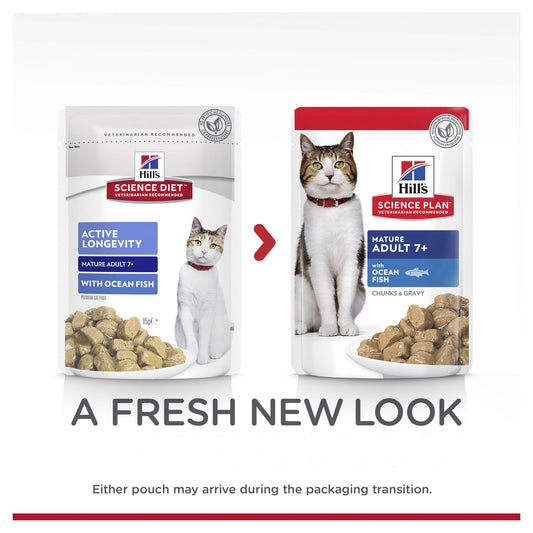 Hill's Science Diet Adult 7+ Ocean Fish Wet Cat Food Pouches