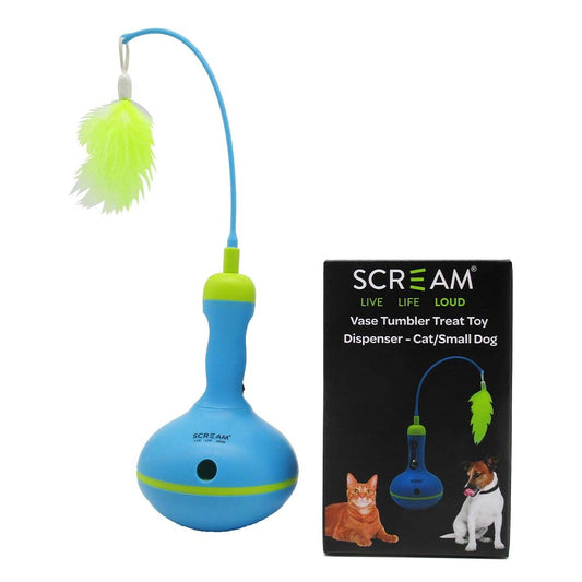 Scream Vase Tumbler Treat Toy Dispenser Loud Green & Blue 28cm