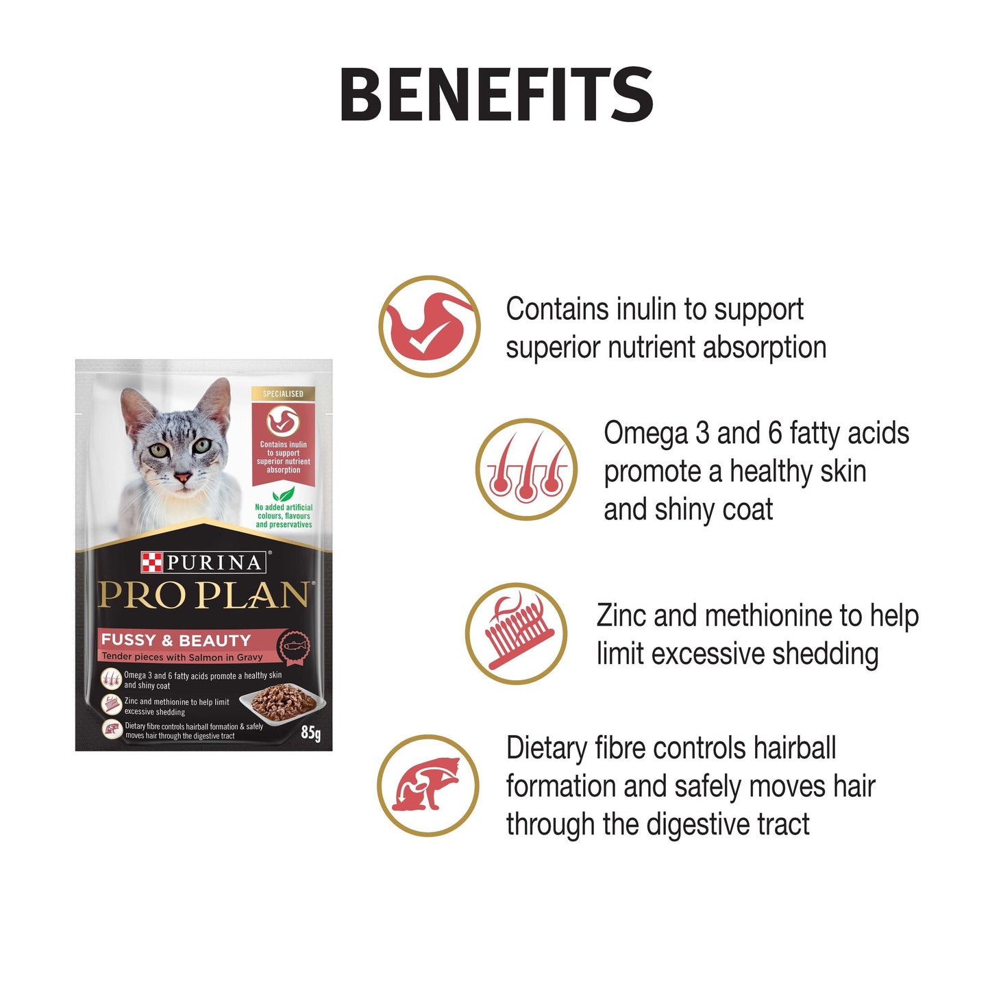 Pro Plan Adult Fussy & Beauty Salmon Gravy Wet Cat Food Pouches