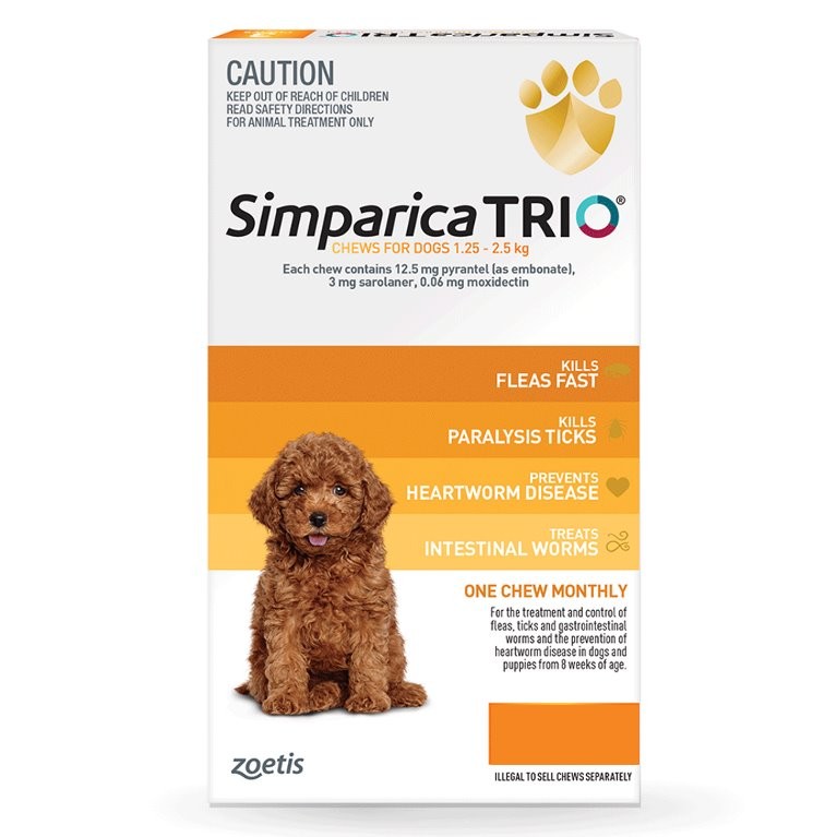 Simparica Trio Puppy 1.25-2.5kg Yellow