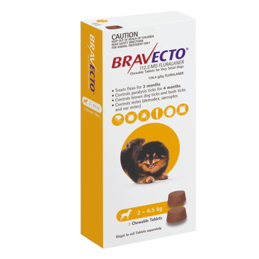 Bravecto Chewable Very Small Dog Yellow 2.5-4kg