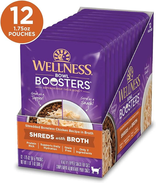 Wellness Bowl Boosters Shreds with Broth Shredded Boneless Chicken Recipe in Broth