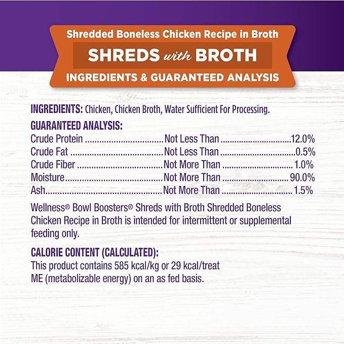 Wellness Bowl Boosters Shreds with Broth Shredded Boneless Chicken Recipe in Broth