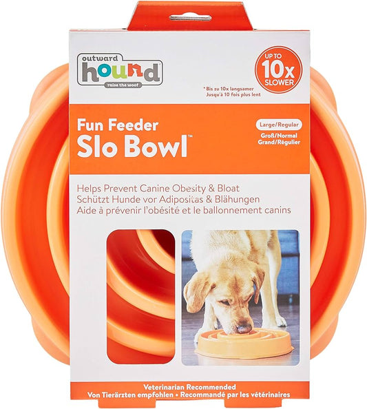 Outward Hound Fun Feeder Slo Bowl Large/Regular Orange Coral