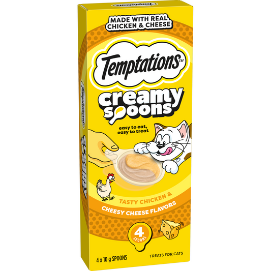 Temptations Creamy Spoons Tasty Chicken and Cheesy Cheese 4x10g