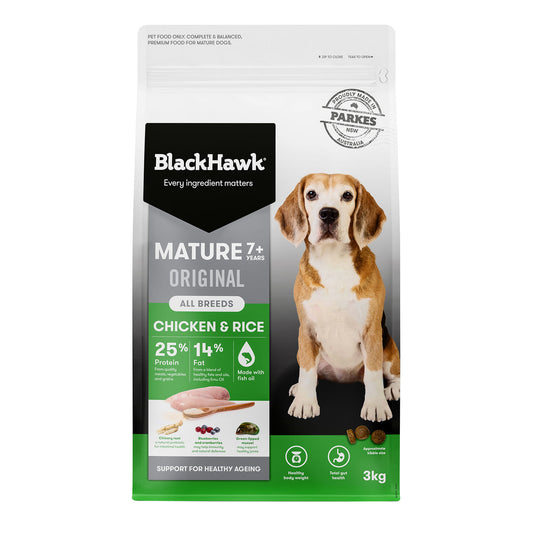 Black Hawk Original Mature 7+ All Breeds Chicken & Rice Dry Dog Food