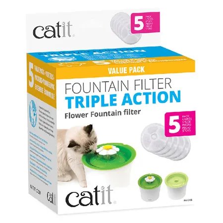 Catit Senses 2.0 Flower Fountain Filter Triple Action 5pk