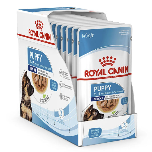 Royal Canin Maxi Puppy Wet Food Pouches Chunks in Gravy 140g x 10