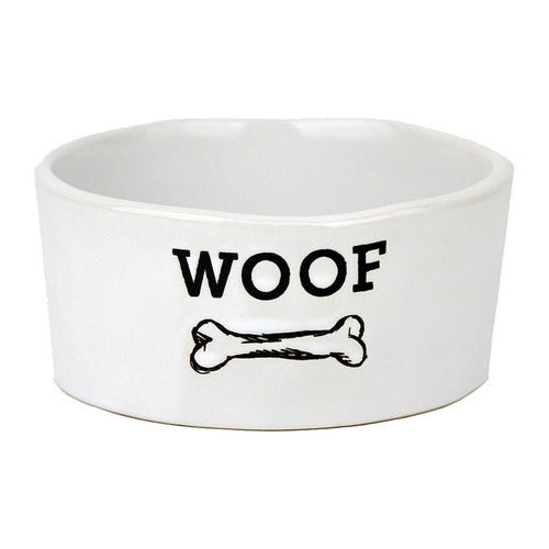 Barkley & Bella Dog Bowl Ceramic Woof Small