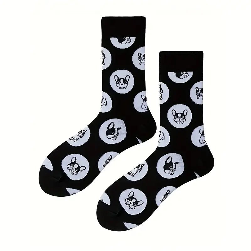 Cute Unisex French Bulldog Pattern Mid-Tube Socks