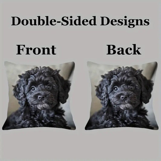 Comfy Double-Sided Printed Pillow Cover Black Cockapoo Cavoodle Labradoodle