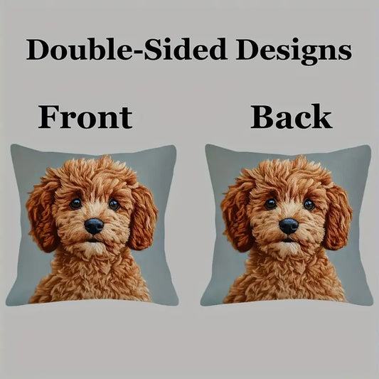 Comfy Flat Printed Pillow Cover Brown Cavoodle Labradoodle