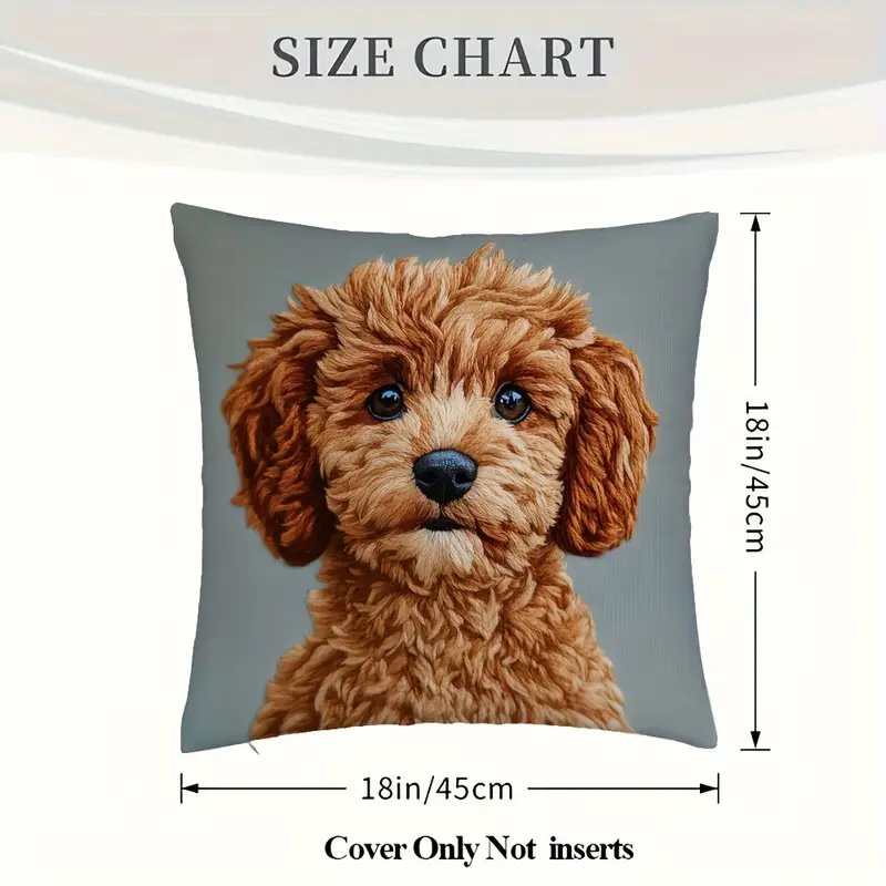 Comfy Flat Printed Pillow Cover Brown Cavoodle Labradoodle