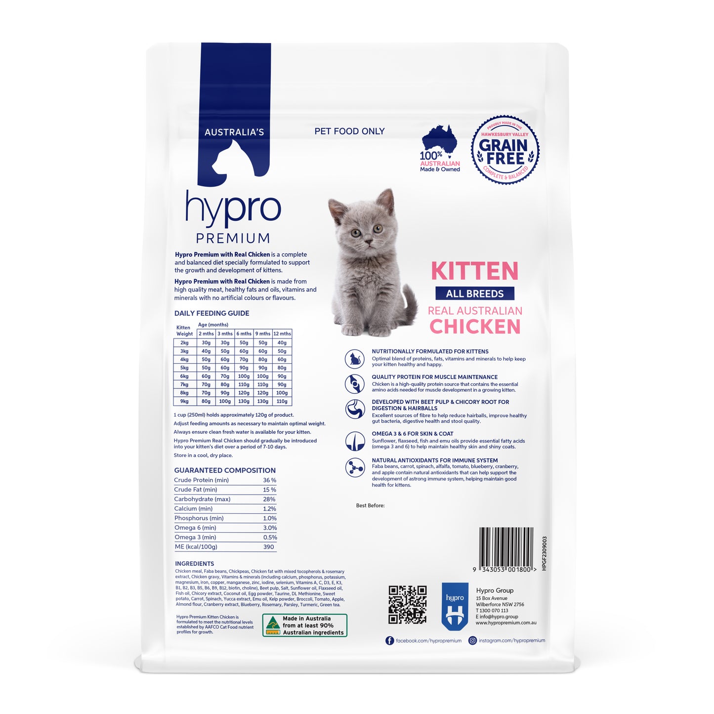 Hypro Premium Kitten Grain Free All Breeds Dry Cat Food Chicken