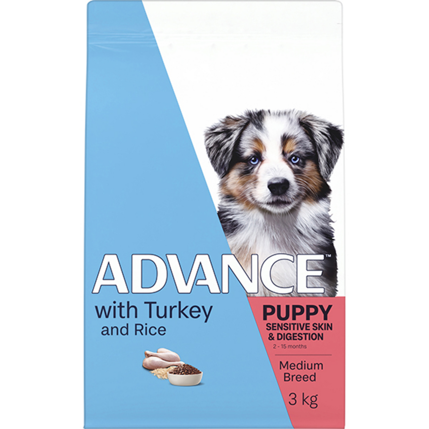 Advance Puppy Medium Breed Sensitive Skin & Digestion Turkey with Rice Dry Dog Food