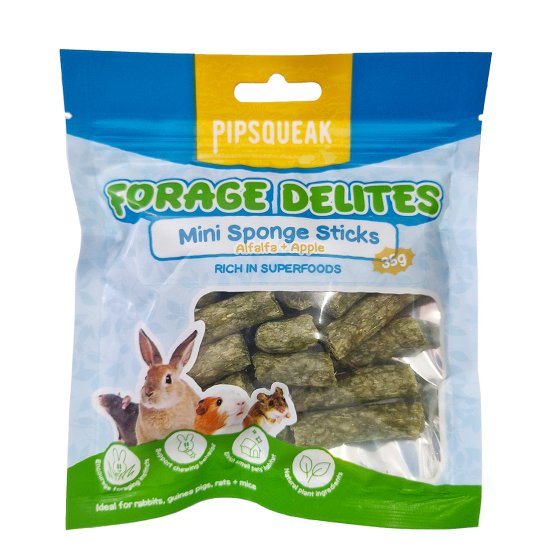 Pipsqueak Forage Delites Mini Sponge Sticks Alfalfa & Apple (35g)