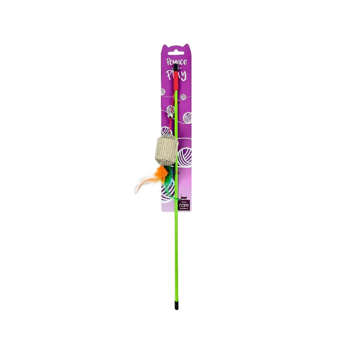 Cattitude Feline Care Teaser Wand Cardboard Roller & Feather