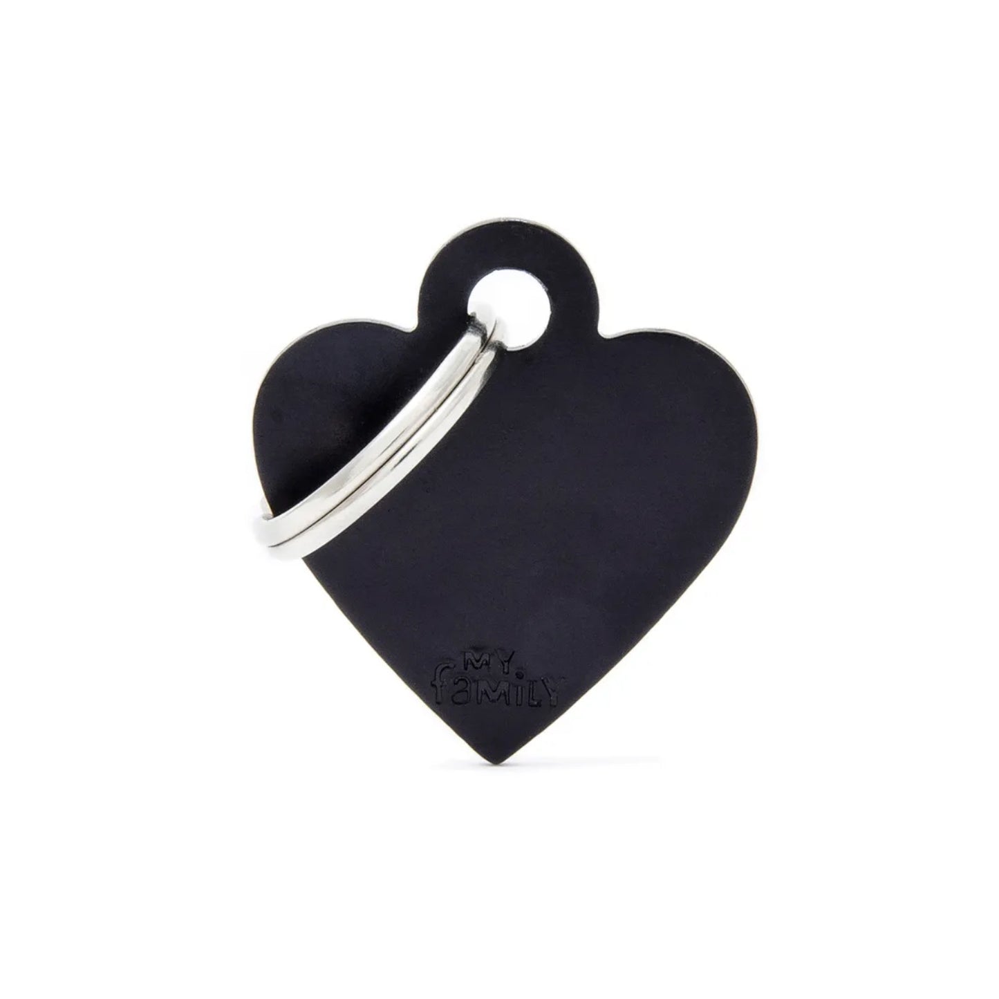 My Family Basic Heart Black ID Tag