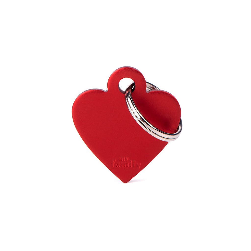 My Family Basic Heart Red ID Tag