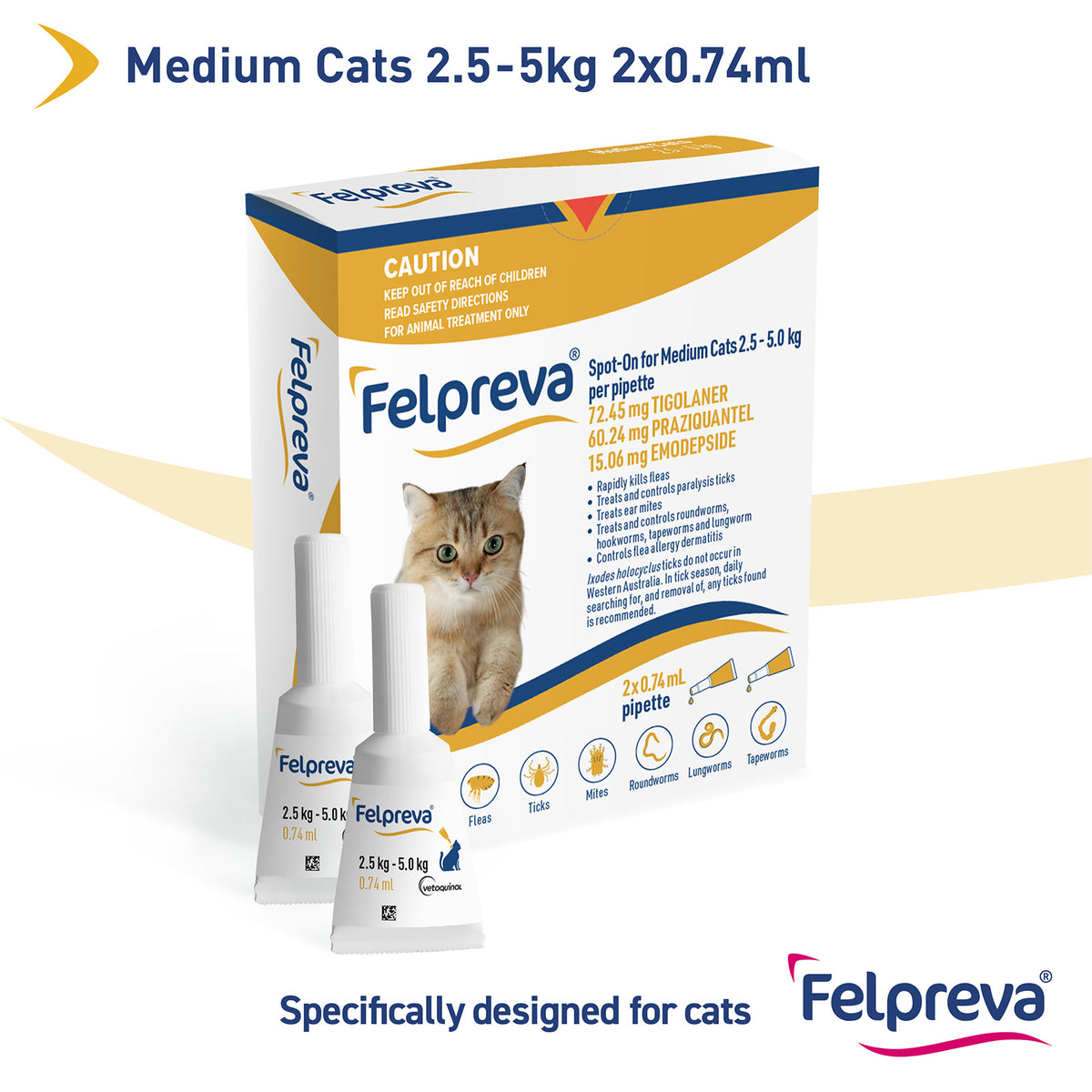 Felpreva Medium Cat Spot On 2.5-5kg 2 Pack