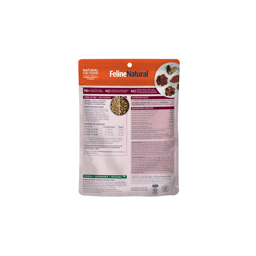 Feline Natural Grain-Free Freeze-Dried Lamb & Venison Cat Food