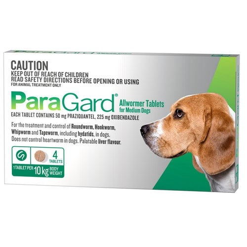 Paragard All Wormer Medium Dog 5-10kg 4 Tabs