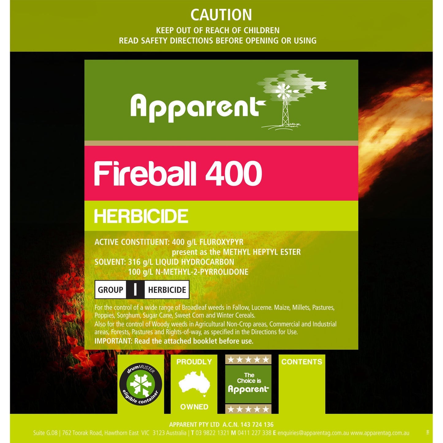 Apparent Fireball 400 (Active: 400g/L Fluroxypyr)