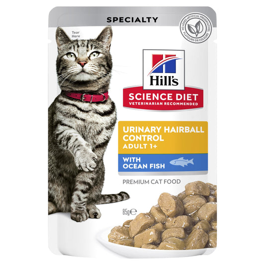 Hill's Science Diet Adult Urinary Hairball Control Ocean Fish Wet Cat Food Pouches
