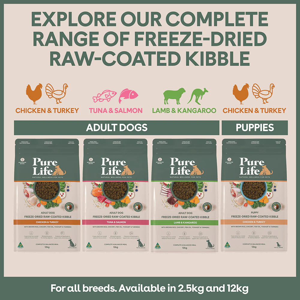 Pure Life Freeze-Dried Raw-Coated Kibble Lamb & Kangaroo for Adult Dogs