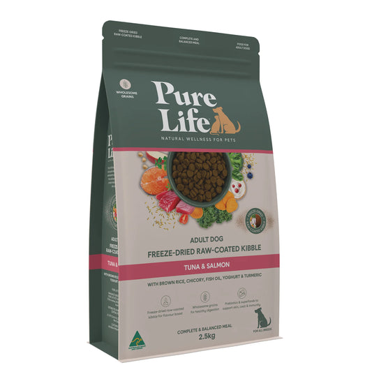 Pure Life Freeze-Dried Raw-Coated Kibble Tuna & Salmon for Adult Dogs 2.5kg