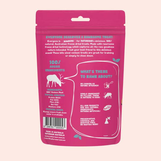Naturawr Venison Bites for Dogs 50g