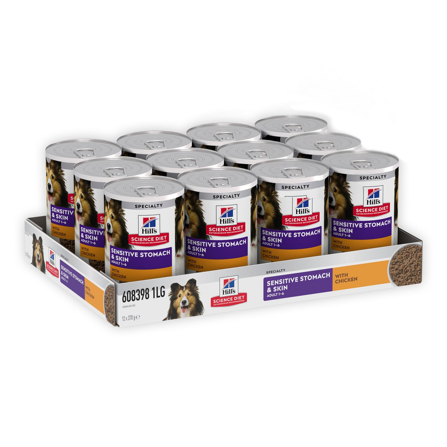 Hill's Science Diet Adult Sensitive Stomach & Skin With Chicken Canned Dog Food 12 x 370g