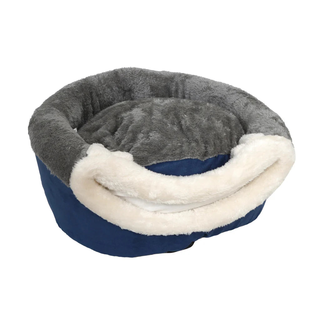 FurKidz Luxury Igloo Cat House Bed Grey/Blue