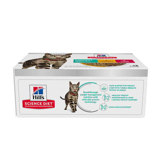 Hill's Science Diet Perfect Weight Variety Pack (6 Vegetable & Chicken, 6 Chicken & Liver) Canned Wet Cat Food Cans