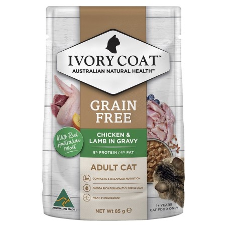 Ivory Coat Grain Free Adult Wet Cat Food Chicken & Lamb in Gravy
