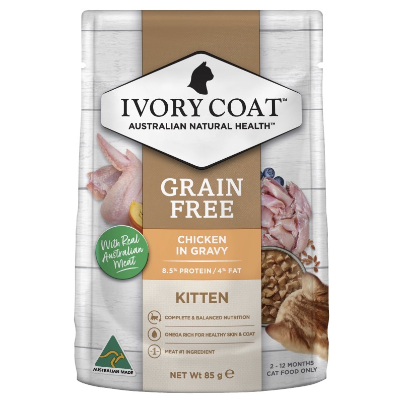 Ivory Coat Grain Free Kitten Wet Food Chicken in Gravy