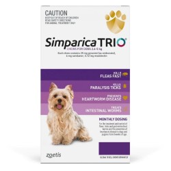Simparica Trio Extra Small Dog 2.6-5kg Purple
