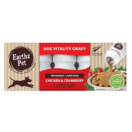 Earthz Pet Chicken & Cranberry Vitality Gravy for Medium/Large Dogs (5x50mL)