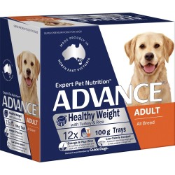 ADVANCE Wet Adult Dog Healthy Weight with Turkey & Rice 100g x 12