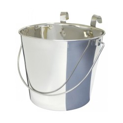 Zeez Stainless Steel Flat Sided Bucket Pail w/ Hooks (6.5L)