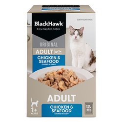 Black Hawk Original Adult Chicken & Seafood in Gravy Cat Food
