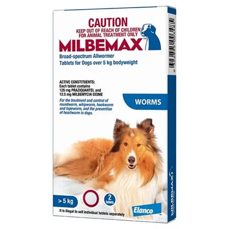 Milbemax Dog All Wormer 5KG-25KG 2Tabs