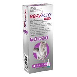 Bravecto Plus For Cats Purple 6.25 - 12.5kg