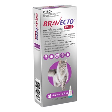 Bravecto Plus For Cats Purple 6.25 - 12.5kg