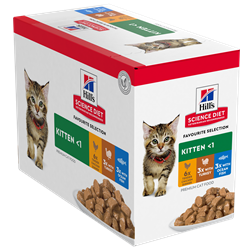 Hill's Science Diet Kitten Variety 12 Pack (6 Chicken, 3 Turkey & 3 Ocean Fish) Cat Food Pouches