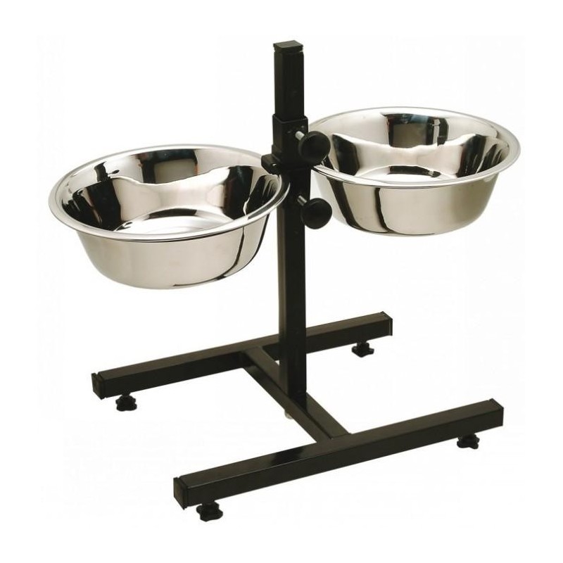 Adjustable Double Diner Twin Dog Food & Water Bowls 1.8L