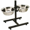 Adjustable Double Diner Twin Dog Food & Water Bowls 1.8L