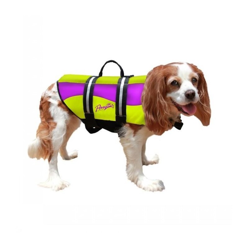 Pawz Neoprene Dog Life Jacket - Yellow & Purple