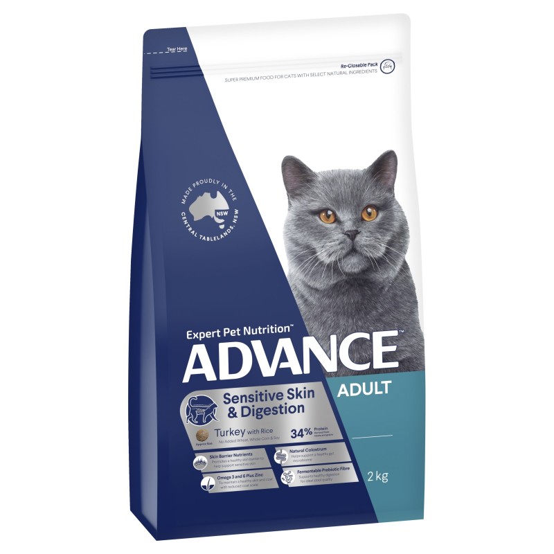 Advance Adult Sensitive Dry Cat Food Turkey Recipe